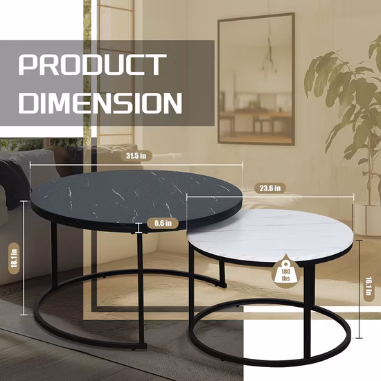 Ensemble de 2 tables d'appoint scandinaves gigognes en bambou pour la maison et le bureaularge